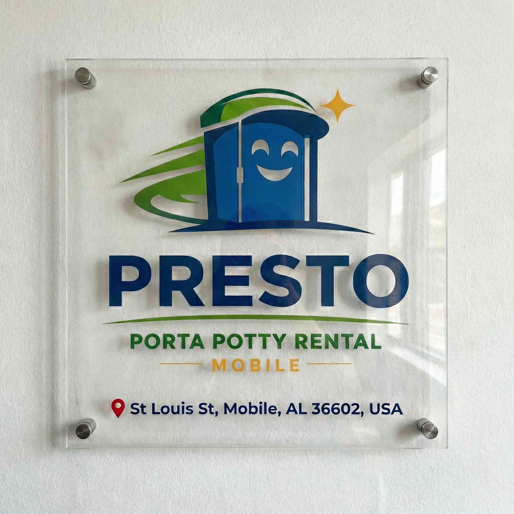 Presto Porta Potty Rental Mobile office wall sign